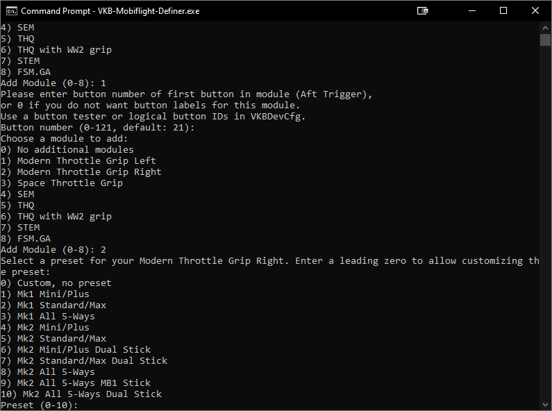List of STECS MTG-R presets.